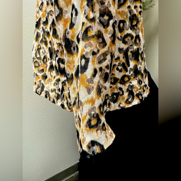 Ruby Rd. Animal Print/burnout Material/Mandarin Collar/3/4 Sleeve Blouse Sz 12P - Picture 5 of 9